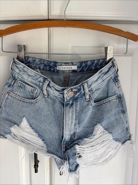 PacSun Faded Light Blue Distressed Denim Cutoff Shorts
